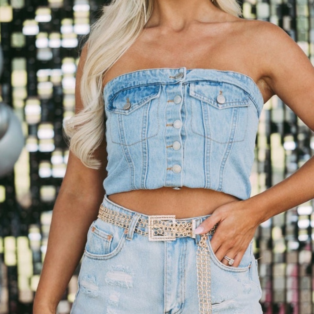 These three boutique - denim tube top - medium - never worn